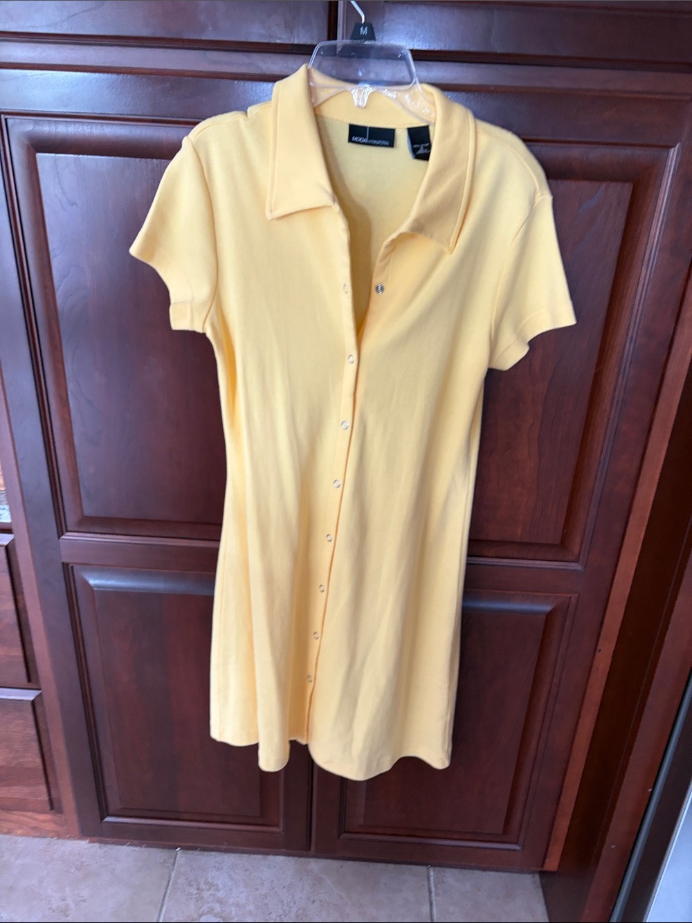 Moda International Yellow Button-Front Polo Dress